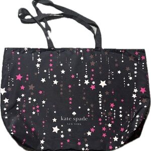 Kate Spade Large Black Tote with Pink and Brown Star Pattern